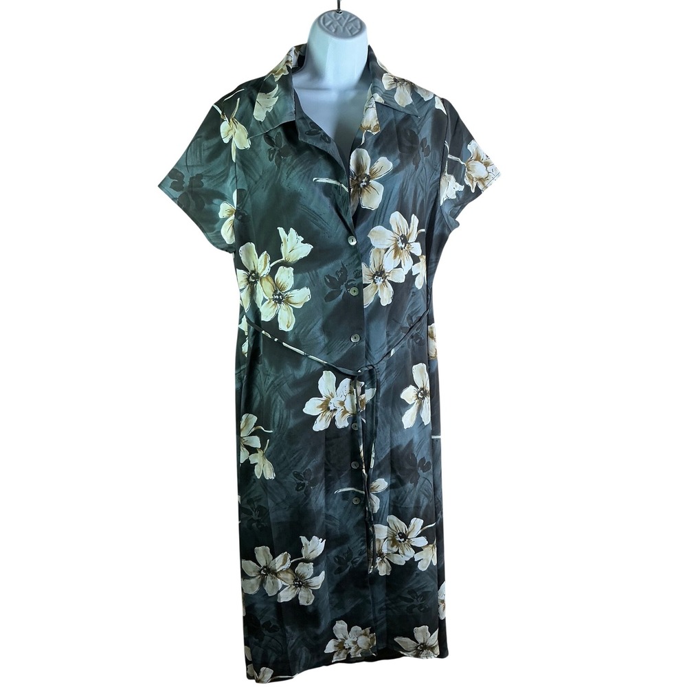 Rolling Over Vintage Floral Button Down Midi Dress tropical FLAW MISSING BUTTON
